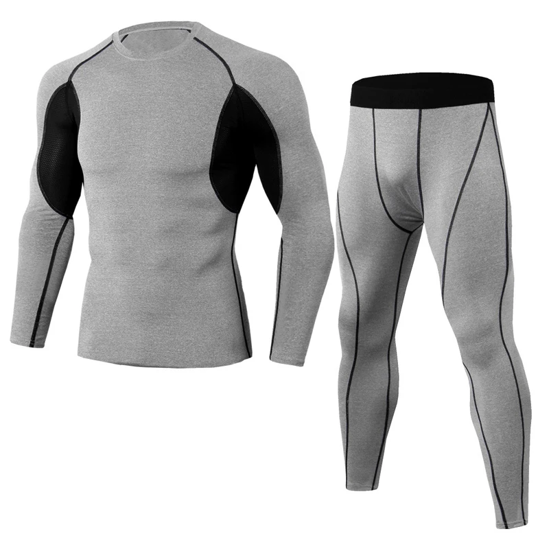 Light -Grey Мужские спортивные костюмы компрессионные базовый слой мужские Licra Deporte Hombre Мужская спортивная одежда компрессионные новые летние колготки для фитнеса и велоспорта - Цвет: Light -Grey