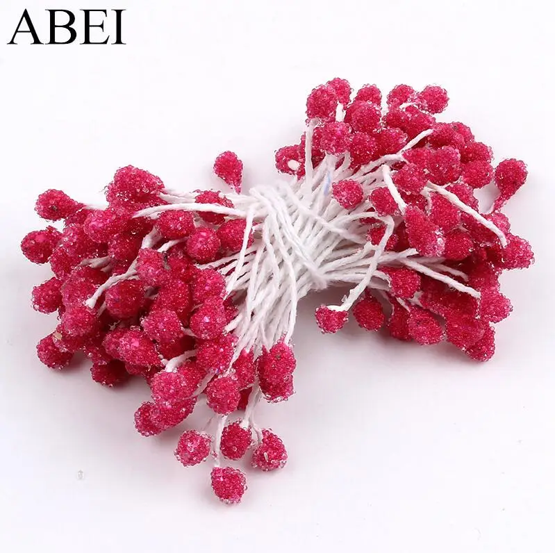 Hot Pink 100 шт./лот 5 мм Блестящий стеклянный цветок Stamen Pistil цветочный свадебный торт Скрапбукинг Украшение для открыток искусственный цветок DIY материал - Цвет: Hot Pink