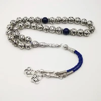 mans tasbih metal alloy beads with natural lapis lazuli islam 33 45 66 99 prayer beads accessories misbaha bracelets