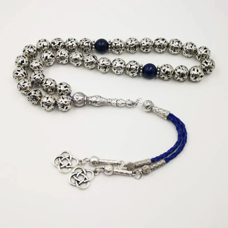 Мужской tasbih серебряный металлический сплав бусины с натуральным islam ислам 33 45 66 99