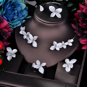 Full Jewelry set Hiневесты роскошный цветочный дизайн модный дизайн Дубай Свадебные Ювелирные наборы женские свадебные аксессуары браслет серьги ожерелье N-754 - Окраска металла: Full Jewelry set