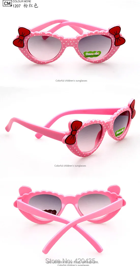 Free Shipping High Quality Anti-UV 400 Protective Eyewear Sunglasses Children Kids Boys Girls Colorful Cartoon Bow Glasses sg175 |
