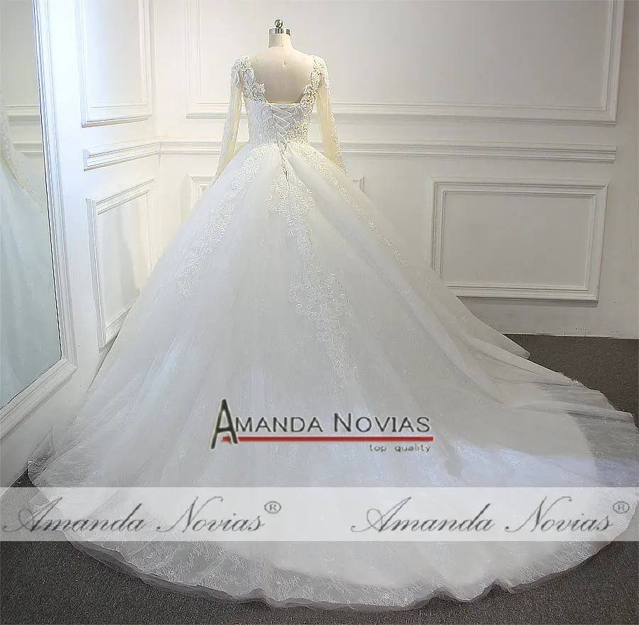 Платье с длинным шлейфом gelinlik 100% высокое качество настоящая работа фото|quality wedding