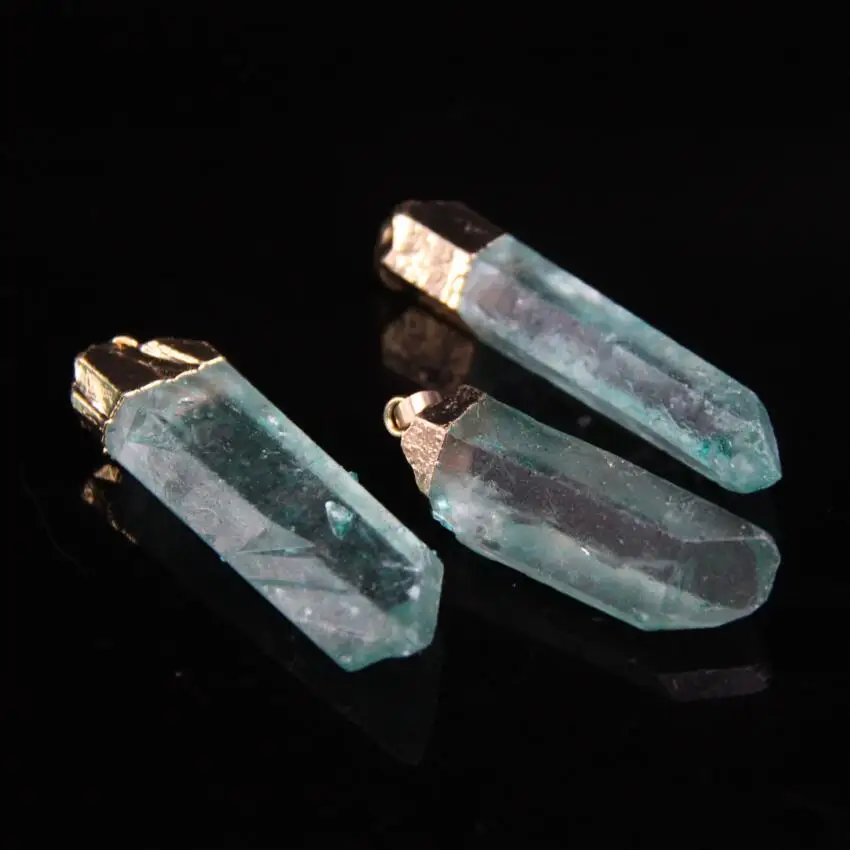 Подвески большого размера с необработанными кристаллами золотые края