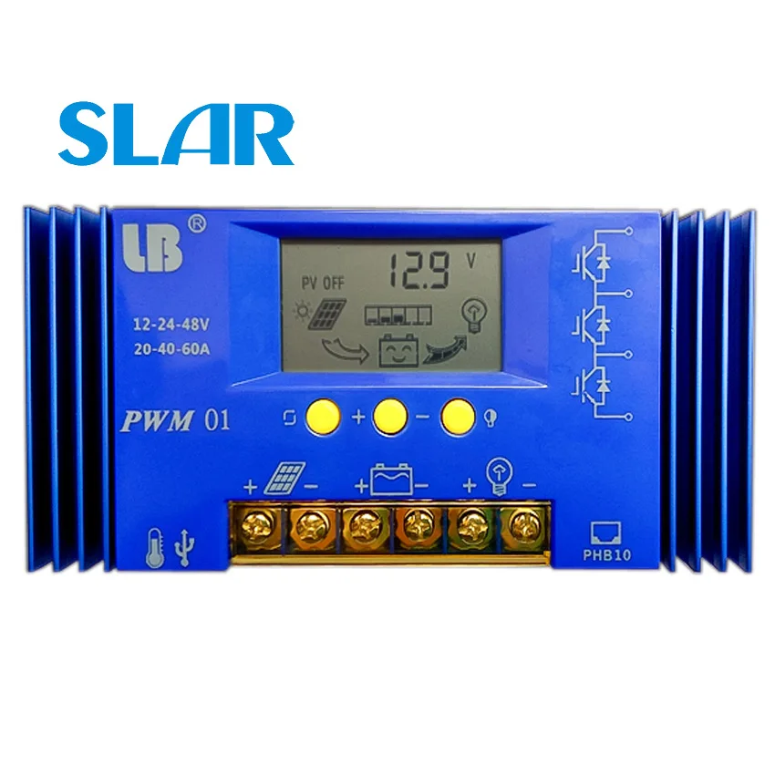 Контроллер заряда солнечной панели 40A 60A PWM LB регулятор ЖК дисплея 12 В/24 В/48 В авто