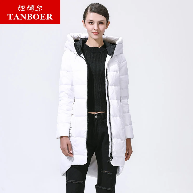 TANBOER пуховик длинный женский 2018 новый корейский модный теплый Прямой Тонкий tide