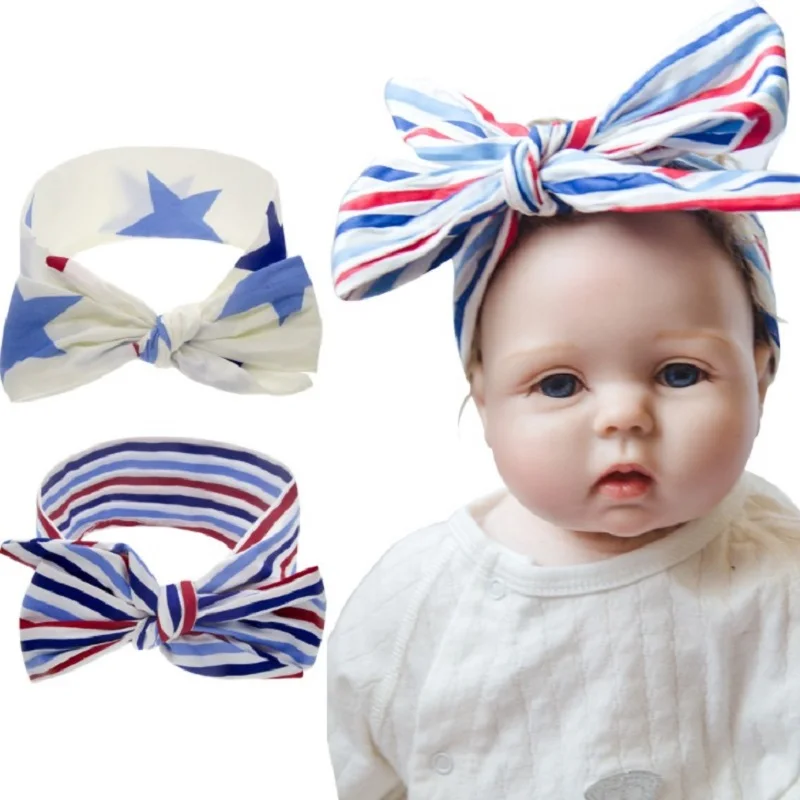 

Patriotic Stars Wrap 4th of July, Baby DIY Headwrap, Big Bow, Turban, Top Knot, Toddler, Newborn, Infant Photo Props HB375S