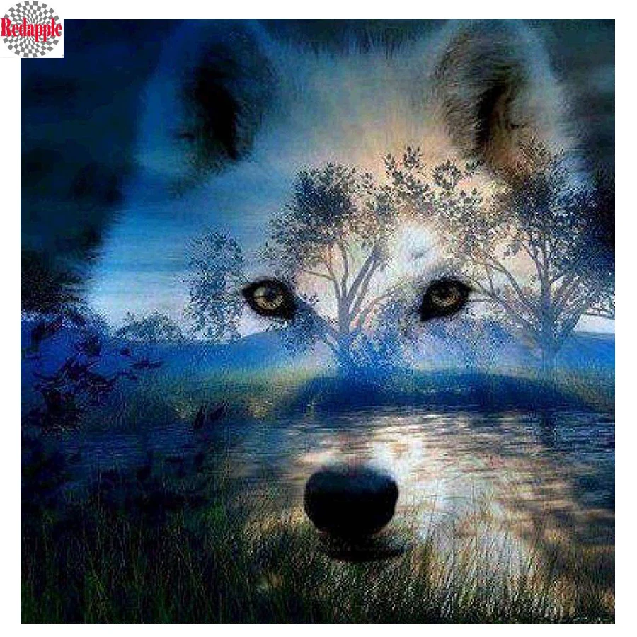 

new Handmade,Diamond Painting DIY Forest Wolf Head Patterns,5D Diamond Mosaic,Cross Stitch Kits,Diamond Embroidery,Rhinestones
