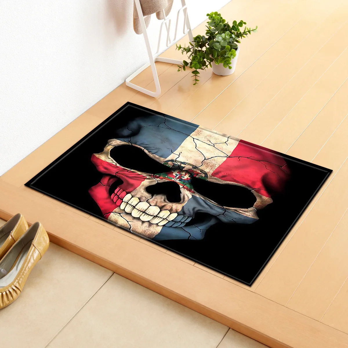 Zeegle Skull Printed Doormat Office Chair Floor Mats Hallway Rugs Anti-slip Bathroom Mats Kitchen Carpet Bedroom Bedside Rugs