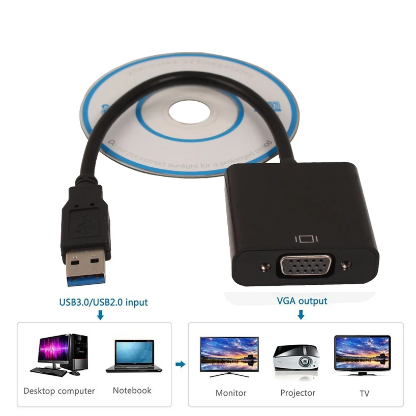USB 3 0 VGA адаптер дисплея для ПК зеркало хост расширенная линия подключения