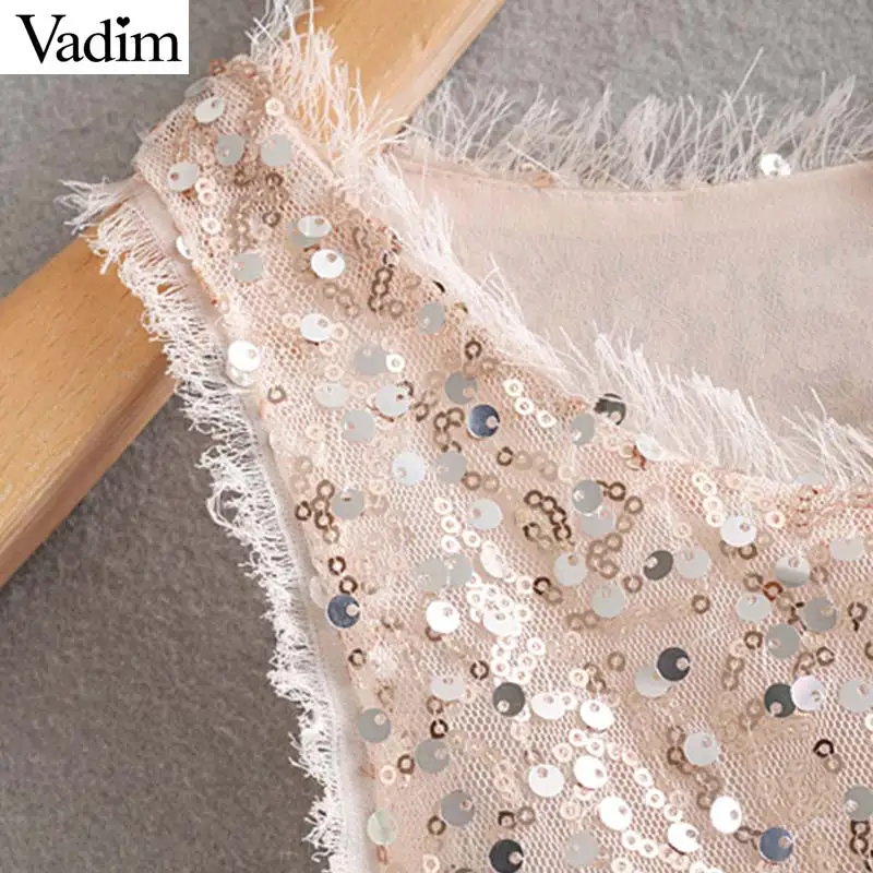 Вадим Женщины chic mesh crop top блестками майки femininas с круглым вырезом Топы на
