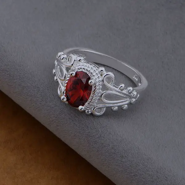 AR478 серебряное кольцо ювелирное изделие серебряный цвет/красный камень/ausajlza atpajkwa