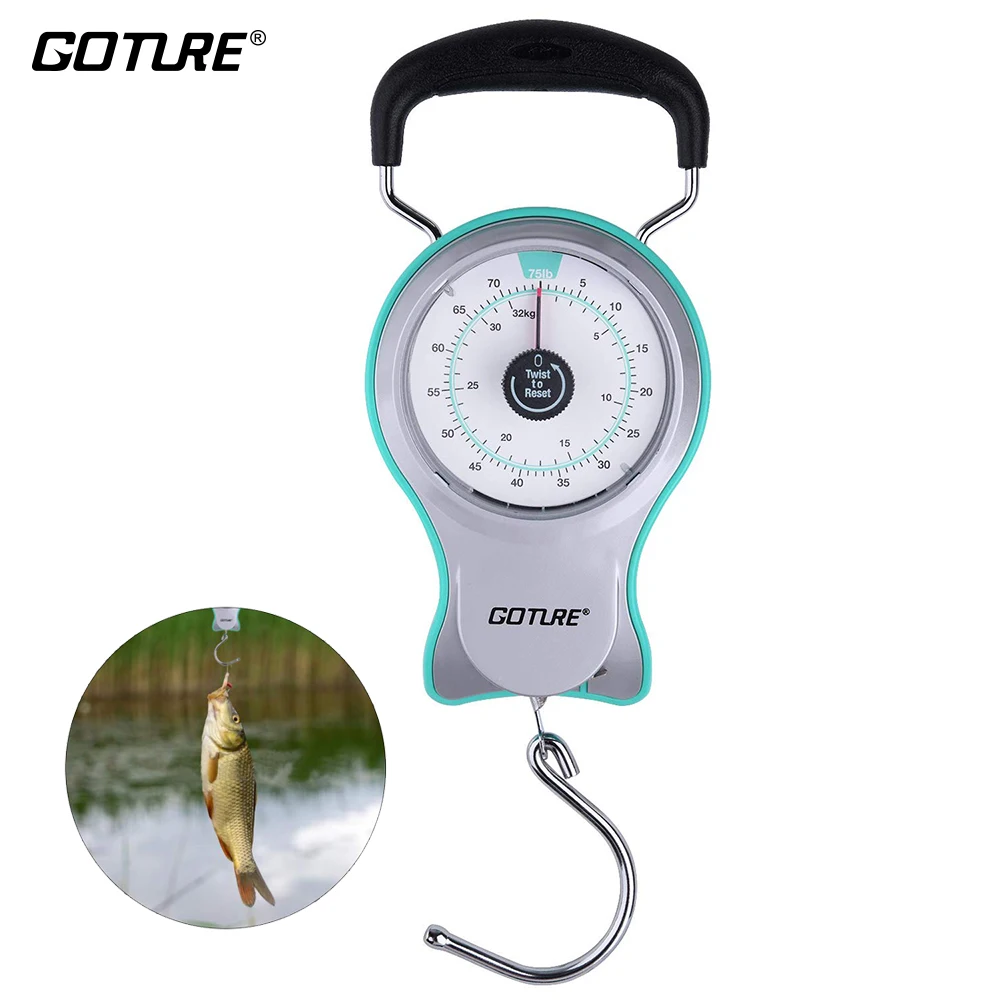 Goture Портативный рыболовные Весы 34КГ/75lb шкала подвесного крючка с измерительную ленту, многоцелевой Кухня Чемодан в виде рыбьей чешуи