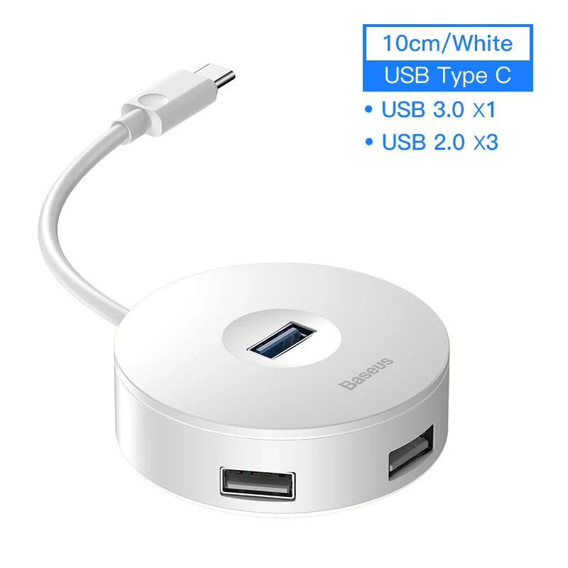 Baseus usb-хаб USB 3,0 USB 2,0 USB C концентратор для MacBook Pro поверхность Micro USB разветвитель концентратор 4 порта Компьютерные аксессуары USB адаптер - Цвет: 10cm White Type C