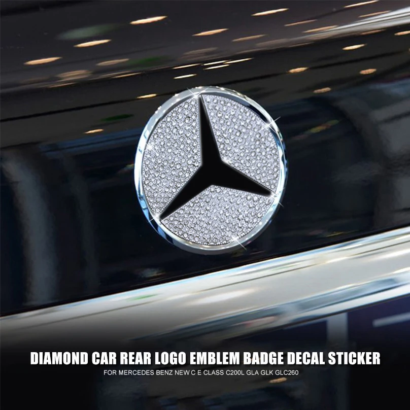 Алмазная наклейка на заднюю эмблему автомобиля Mercedes Benz C E Class C200L GLA GLK GLC260|Наклейки