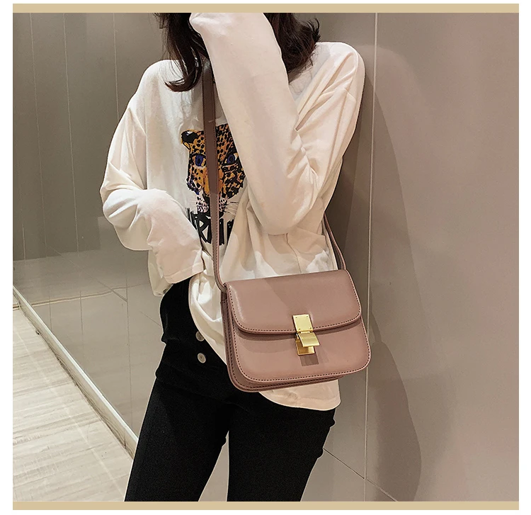 Luxury Brand Handbag New Fashion Simple Square bag Quality PU Leather Women's Designer Handbag Lock Shoulder Messenger bags
