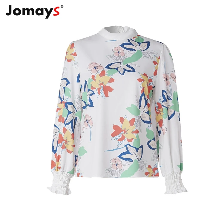 Женская блузка Jomays с длинным рукавом и цветочным принтом Свободный Повседневный