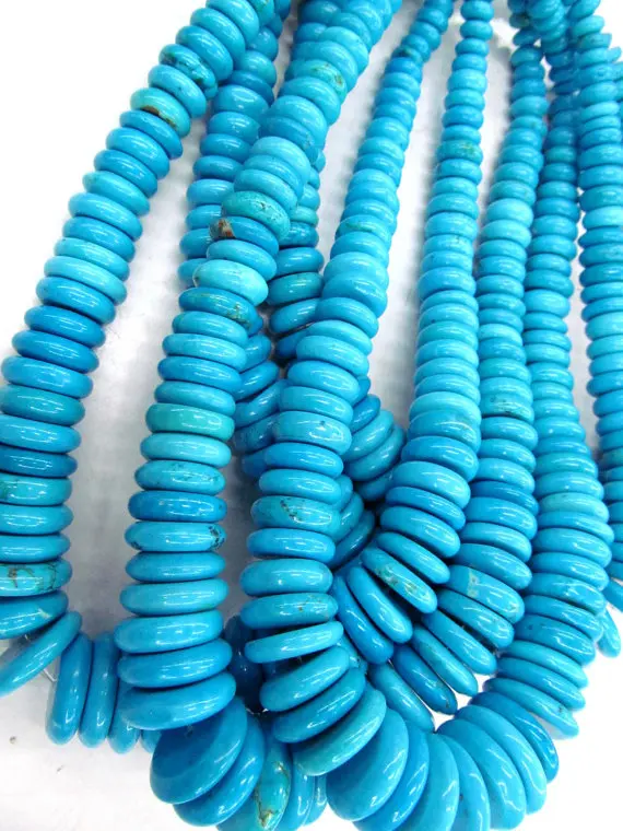 

12-20mm 17inch high quality turquoise gemstone round rondelle dark blue jewelry necklace
