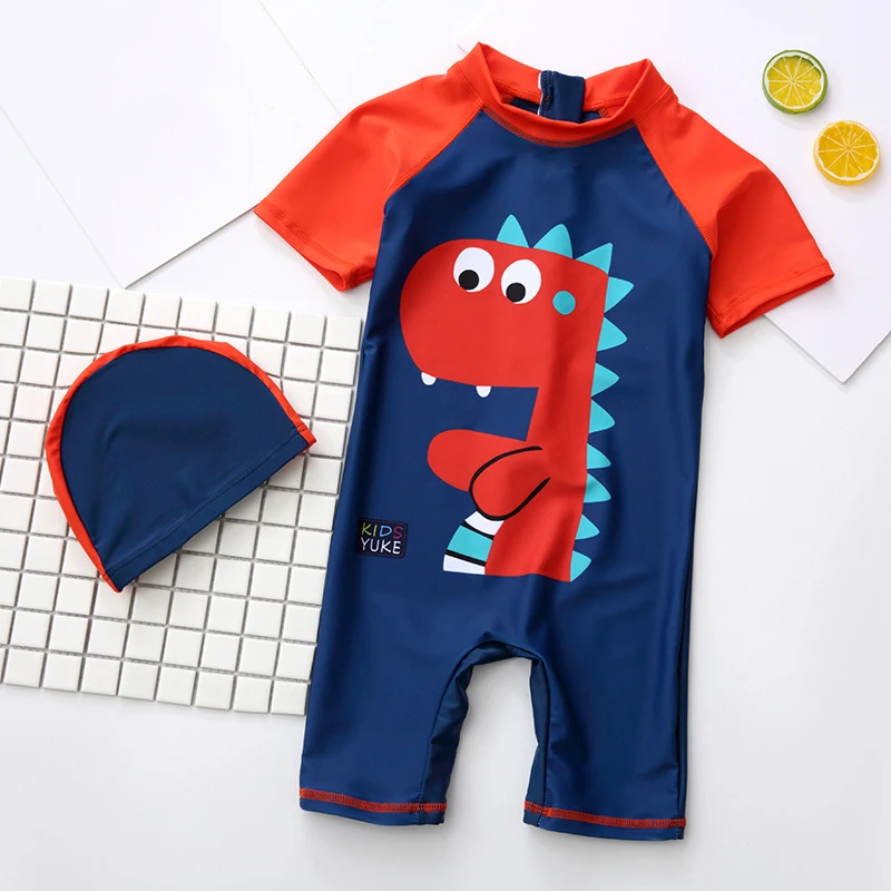 Детский купальный костюм с рисунком динозавра осьминога Детская летняя одежда