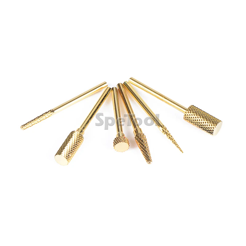 Сверла SpeTool из карбида вольфрама с позолоченными насадками 6 шт.|nail drill bits|carbide nail