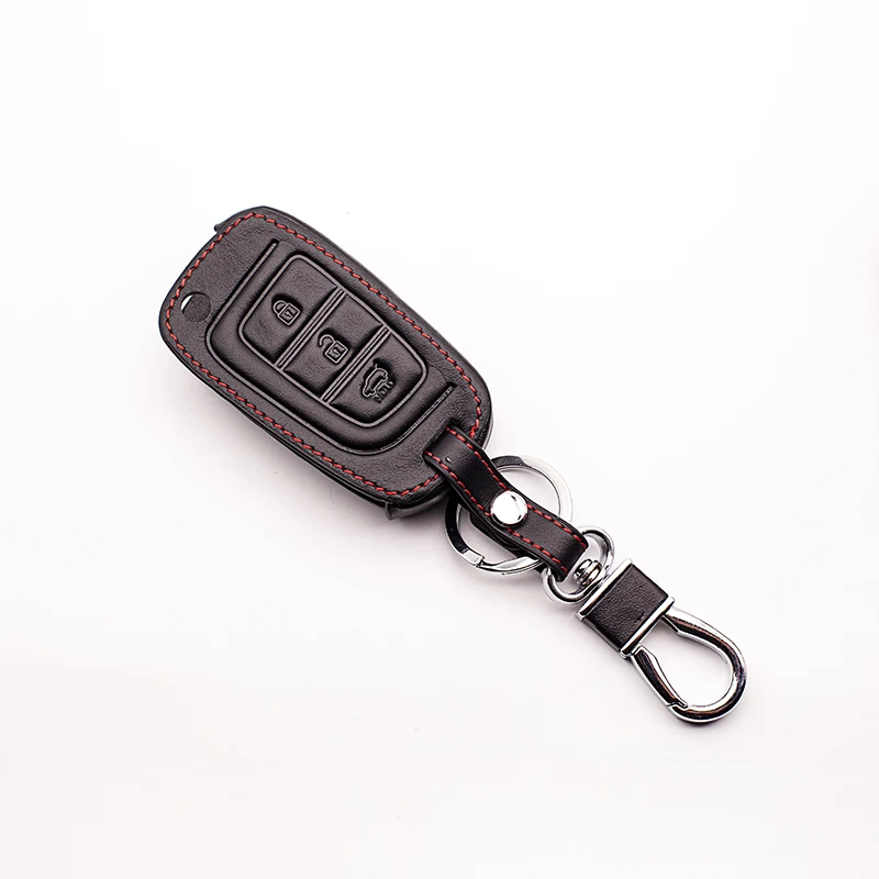 

Top layer leather Genuine Leather car-covers for Modern Verna Solaris 2017 3 buttons leather car remote key case protect shell