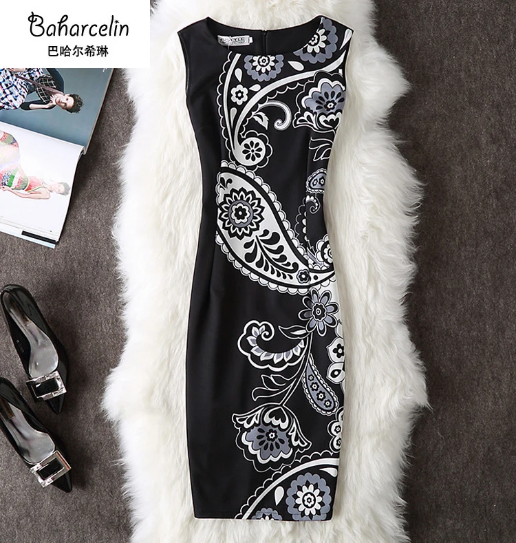 Женское летнее облегающее платье без рукавов с цветочным принтом|bodycon dress|neck