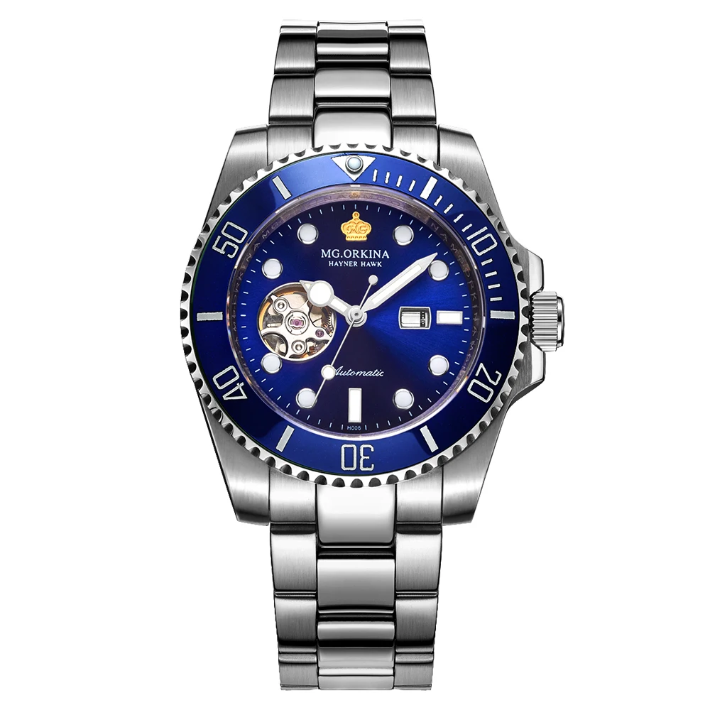 ORKINA часы Мужские автоматические механические полые светящиеся