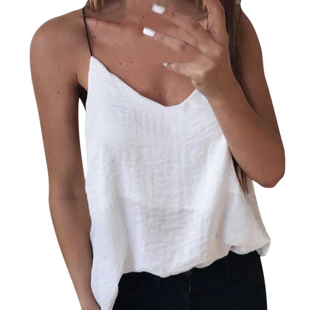 Женская Летняя Повседневная Блузка с v образным вырезом однотонный хлопковый топ