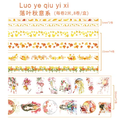 luo ye qiu yi xi 8 шт. милые украшения прозрачные Васи клейкие Ленты Kawaii скрапбукинга DIY Планетарная маскирующая лента школьные канцелярские принадлежности учебная поддержка пули журнал - Цвет: luo ye qiu yi xi