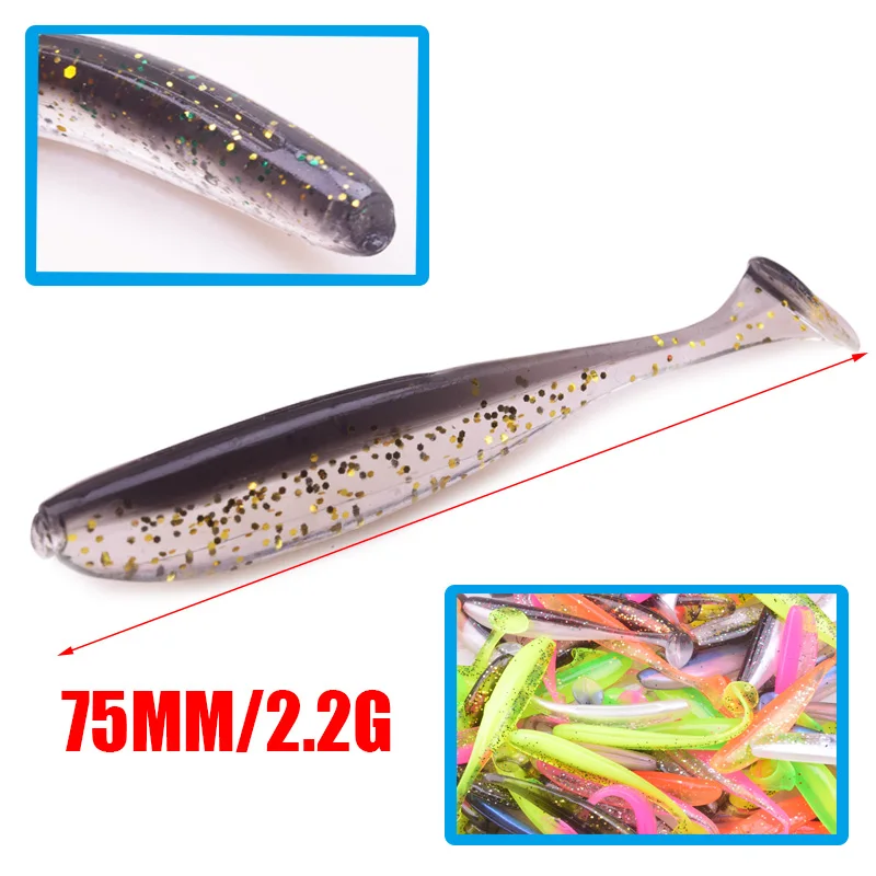 10pcs/lot Jig Wobbler Fishing Lure Easy Shiner Fishing Lures 75mm 55mm Carp Fishing Soft Silicone Artificial Double Color Baits