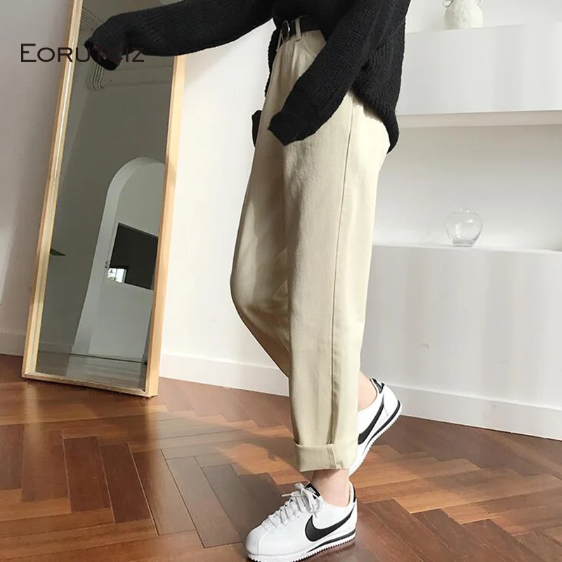 Женские джинсы с высокой талией EORUTCIZ свободные винтажные брюки из денима