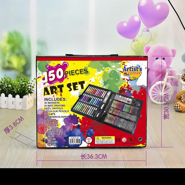 150 шт. дети Арт Набор для детей рисования водой Цвет ручка карандаш масляная