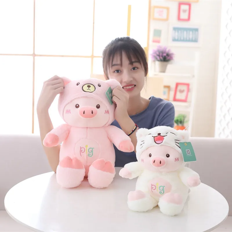 50 см милые плюшевые игрушки мультяшная свинка с шапкой Kawaii мягкий Кот медведь
