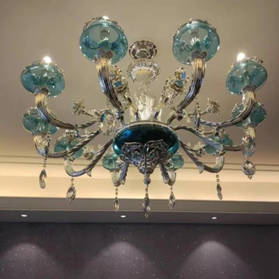 10 lights Синий Кристалл европейские люстры освещения Гостиная Спальня Ресторан серебряные люстры KTV бар кристалл лампа светодиодные потолочные люстры большая люстра современная люстра для девочек люстра кольца - Цвет абажура: 10 lights