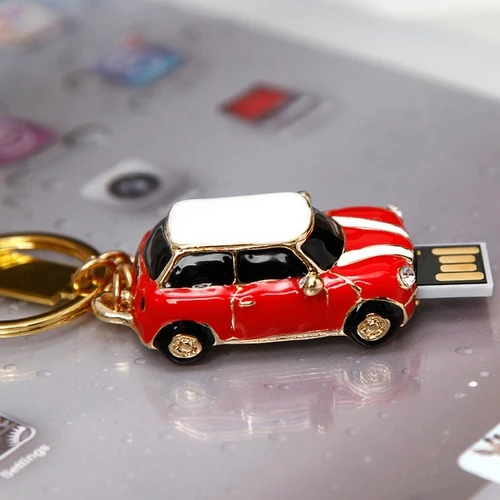 Кристаллический мини автомобиль 16 ГБ 32 64 ювелирный металлический USB флеш
