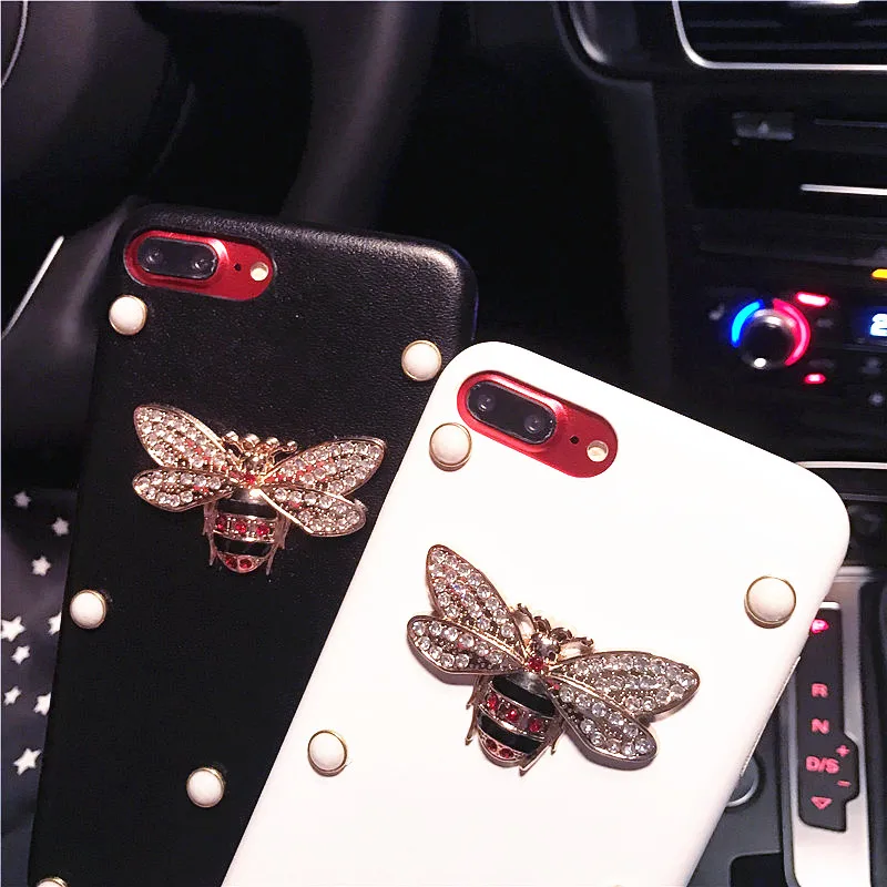 Роскошный модный красивый чехол для телефона с жемчугом и стразами Honeybee iphone XS Max XR