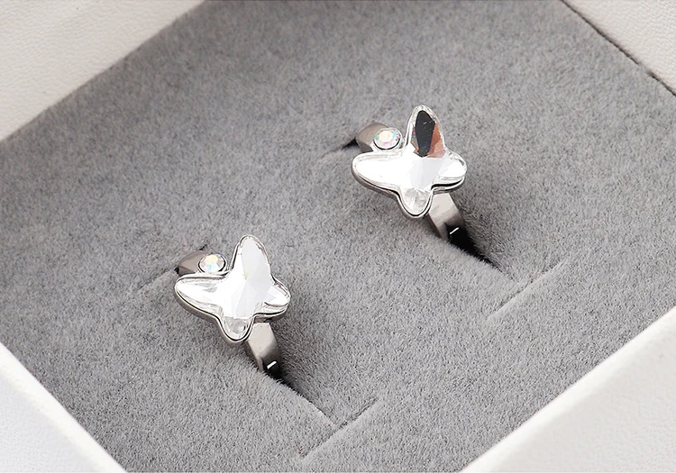 Серьги-гвоздики в виде бабочек с кристаллами BAFFIN от Swarovski, серьги-гвоздики с милым бантом, пирсинг серебряного цвета, ювелирные изделия для женщин, вечерние, подарки