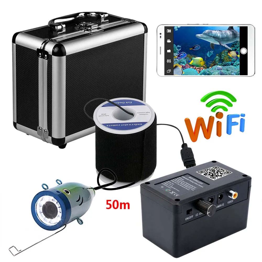Barato GAMWATER-Cámara De Pesca Submarina HD 720P, Wifi, IP, Inalámbrica, 50M, Grabación De Vídeo Para IOS, Android, APP, Compatible Con Grabación De Vídeo