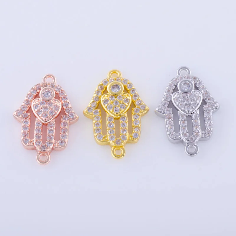 5 шт. подвески в виде сердца из циркона для браслетов|charms for bracelet making|hamsa charmcharms