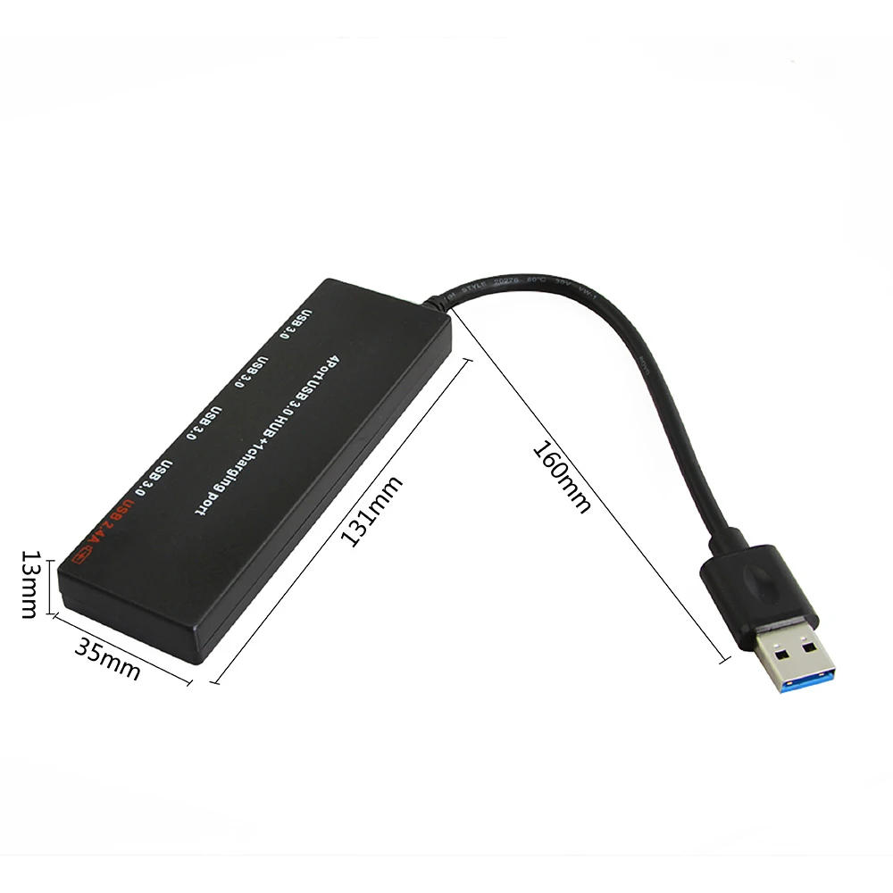 

5-in-1 USB 3.0 HUB USB-A to 4 Port USB 3.0 1 Fast Charge 2.4A Smart Charging Port with DC 5V Power Supply USB3.0 Splitter