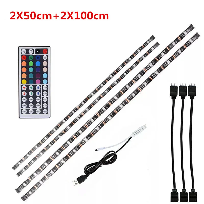 Водонепроницаемая светодиодная лента 4x50 см 2x50 2x100 5 В USB RGB 5050 SMD волшебная для