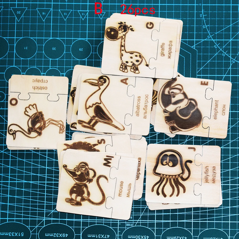 Деревянные пазлы с английским и русским алфавитом строительные развивающие