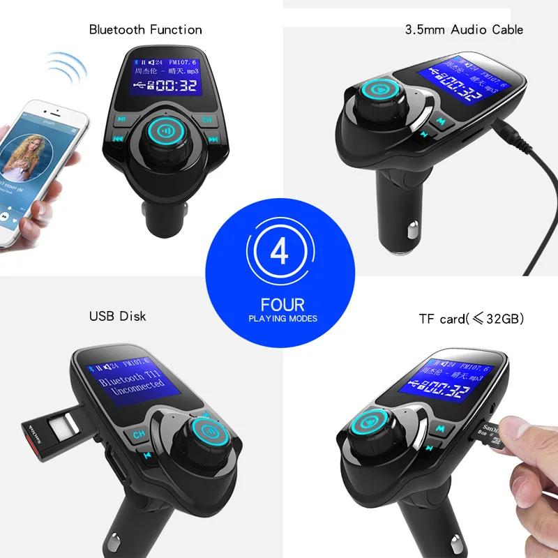 Автомобильный Bluetooth fm-передатчик MP3 плеер аудио Радио адаптер громкой