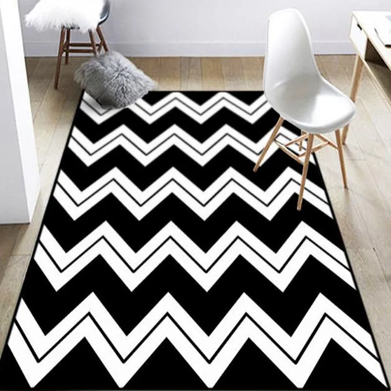 

Black and White Fashion Modern Carpet for Livingroom Bedroom Rug Velvet Non-slip Hallway Carpet Floor Kids Room Tapete