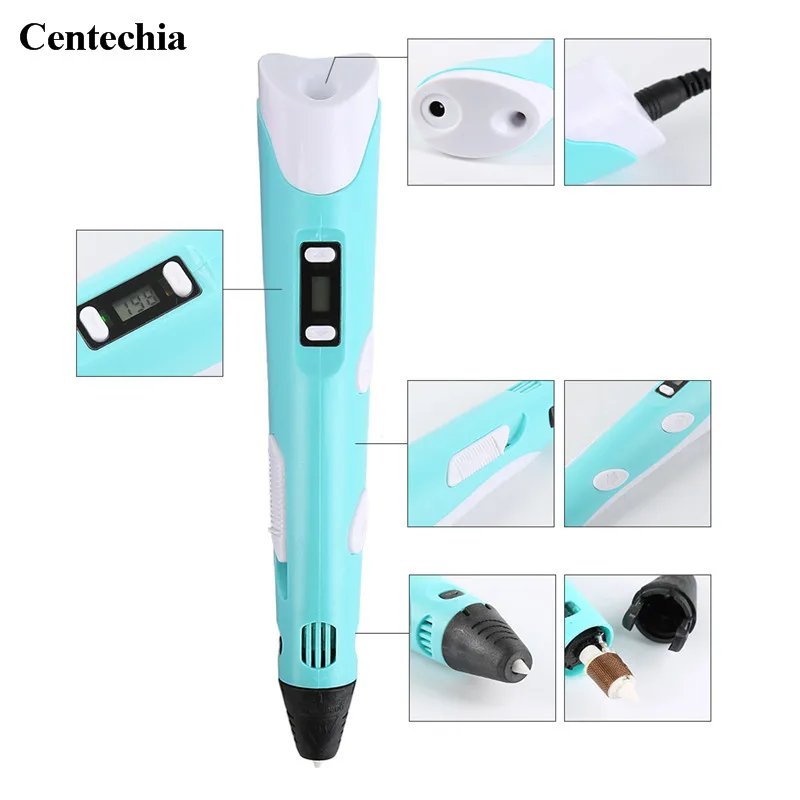 Centechia 3d ручка 3D Ручка DIY 3D принтер ручки 3D печать рисунок пером с бесплатно ABS нити 1.75 мм лучше для детей Рождественский подарок на день рождения