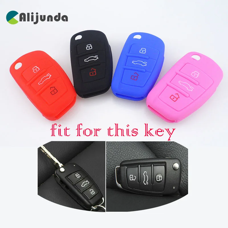 

Силиконовый автомобильный чехол для брелка с ключом для Audi A1 A2 A3 A4 A5 A6 A7 TT Q3 Q5 Q7 R8 S6 S7 S8 SQ5 RS5 складной дистанционно Защищенный