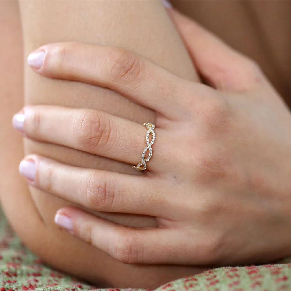 

Женское Обручальное кольцо с натуральным бриллиантом LASAMERO 0.52CTW, 14 k, золото 3/4, вечность, крест-накрест