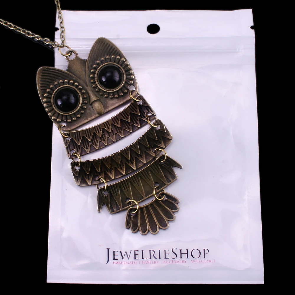 JewelrieShop винтажная Ретро цветная Хрустальная сова длинная цепочка с подвеской ожерелье с состаренная бронза отделка