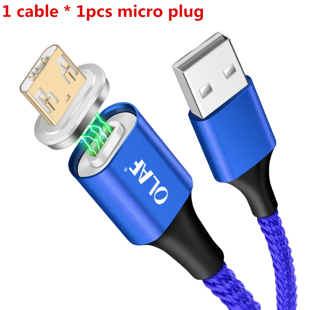 Олаф Магнитный кабель Micro USB кабель магнит Зарядное устройство для передачи данных и зарядки Кабели Micro-USB для Xiaomi Android мобильных телефонов USB провод шнур - Цвет: blue
