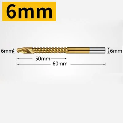 6mm Титановое покрытие, деревообрабатывающее сверло, плотницкое дерево, пластмассовое металлическое отверстие, пазовое сверло, режущее слотовое Пилообразное сверло - Цвет: 6mm